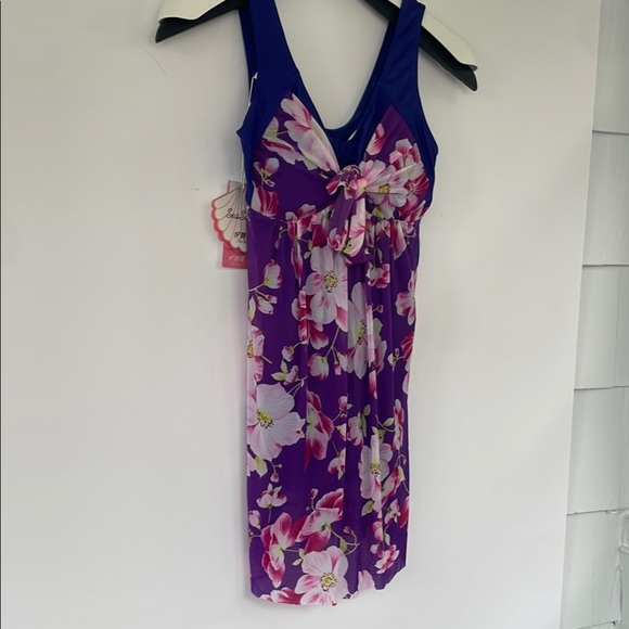 Vibrant Floral Sleeveless Padded Bathing Suit Dress Medium - Picture 6 of 15